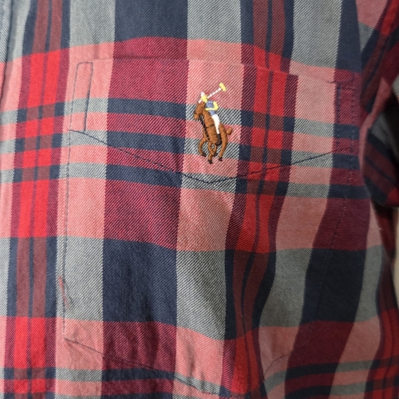 Ralph Lauren Red and Blue Plaid Custom Fitl Shirt Size L - Picture 5 of 7